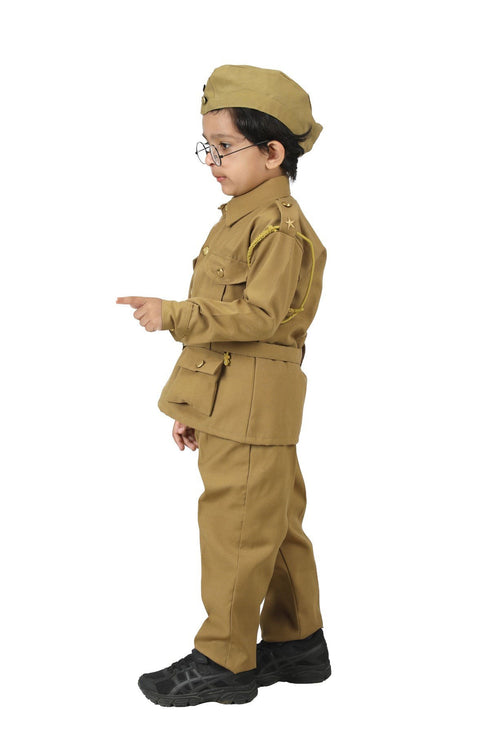 BookMyCostume Subhash Chandra Bose Freedom Fighter Kids Fancy Dress Costume - Khaki