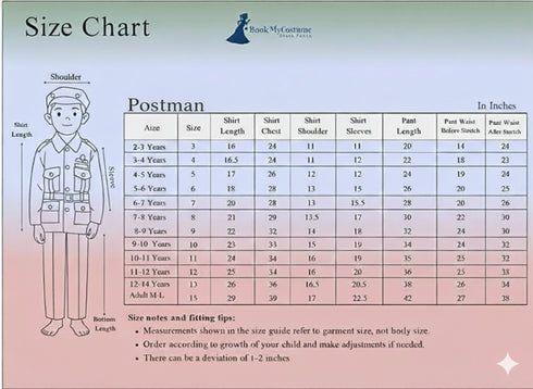 BookMyCostume Indian Postman Dakiya Community Helper Classic Kids Fancy Dress Costume