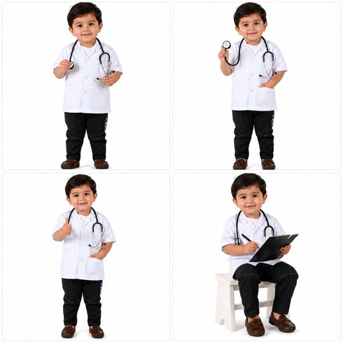 Doctor Physician White Coat with Stethoscope Medical Professional Community Helper Kids Fancy Dress Costume