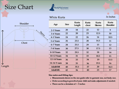 BookMyCostume White Kurta Pyjama for Boys Kids & Adult Fancy Dress Costume