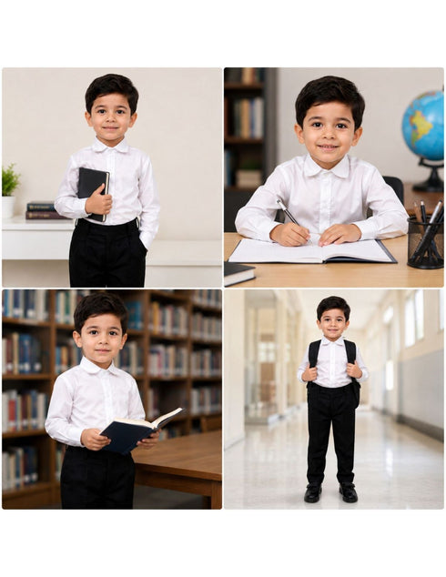 Black Pant and White Shirt Combo for Boys Kids Fancy Dress Costume