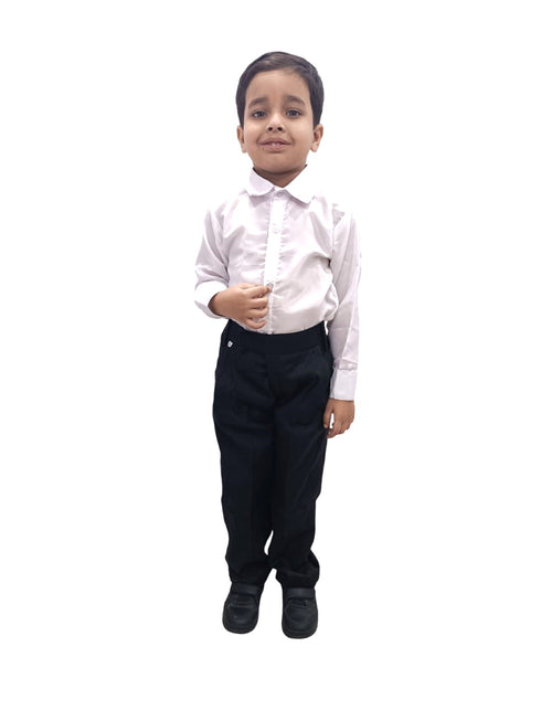 BookMyCostume Black Pant and White Shirt Combo for Boys Kids Fancy Dress Costume