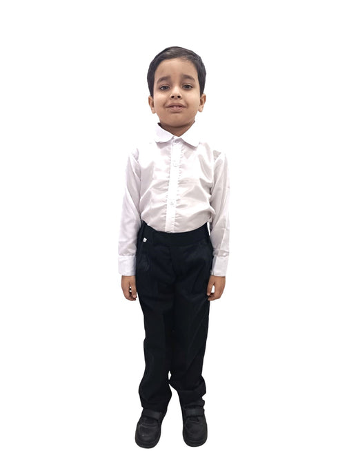 BookMyCostume Black Pant and White Shirt Combo for Boys Kids Fancy Dress Costume