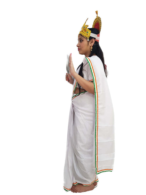 Mother India Bharat Mata Saree for Patriotic Independence Day Kids Fancy Dress Costume 6 Pc Set