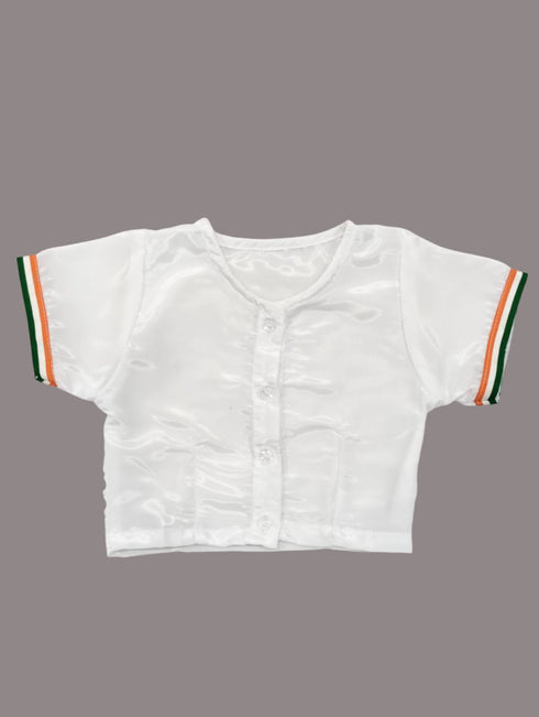 Mother India Bharat Mata Saree for Patriotic Independence Day Kids Fancy Dress Costume 6 Pc Set