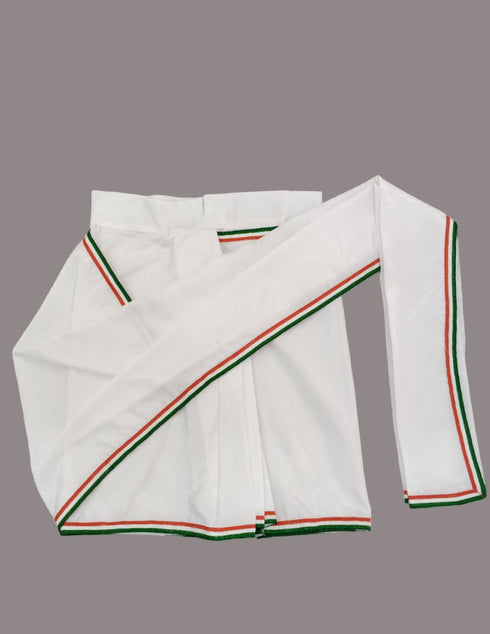 Mother India Bharat Mata Saree for Patriotic Independence Day Kids Fancy Dress Costume 6 Pc Set