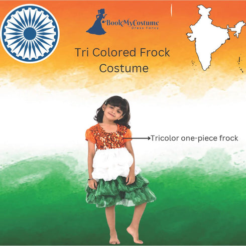 Tri Colored Frock Independence Day for Girl Kids Fancy Dress Costume