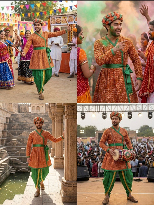 Rajasthani Indian State Fancy Dress Costume for Boys and Men | With Pagdi