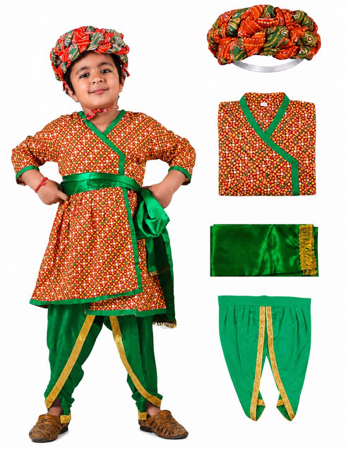 Rajasthani Indian State Fancy Dress Costume for Boys and Men | With Pagdi