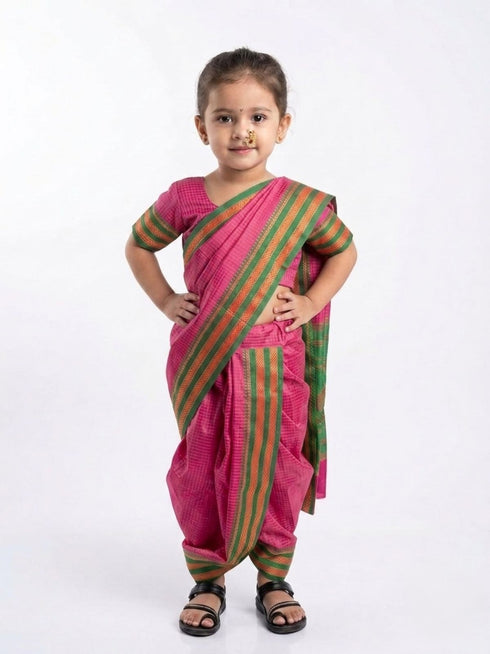 Maharashtrian Marathi Kasta Saree Lavani Dance Fancy Dress Costume for Girls & Women