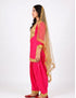 Punjabi Folk Dance Costume Giddha for Girls and Females | Pink & Golden | With Jewellery