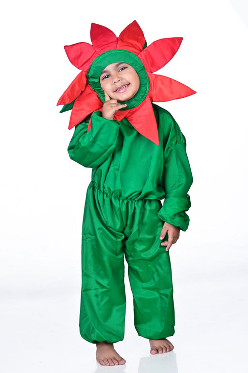 BookMyCostume Red Flower Kids Fancy Dress Costume