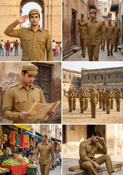 Indian Police Inspector Community Helper Khaki Fancy Dress Costume for Kids