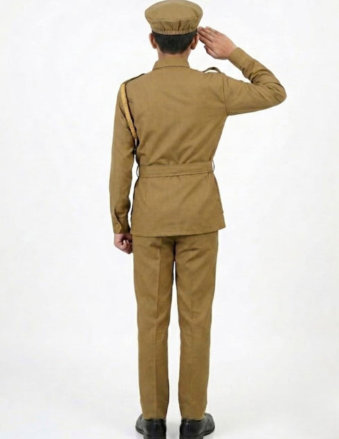 Indian Police Inspector Community Helper Khaki Fancy Dress Costume for Kids