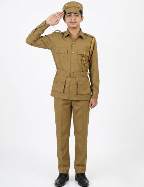 Indian Police Inspector Community Helper Khaki Fancy Dress Costume for Kids