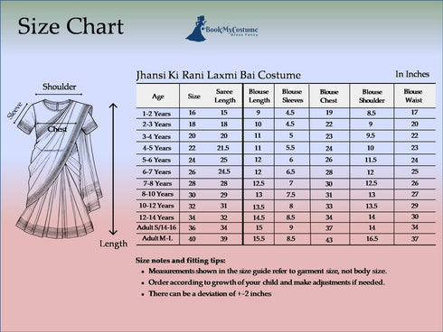 BookMyCostume Rani Laxmi Bai Jhansi ki Rani Saree Kids Fancy Dress Costume for Girls with Accessories