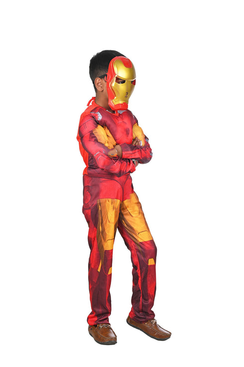 The Red Yellow Superhero Muscles Look Kids Fancy Dress Costume - Imported