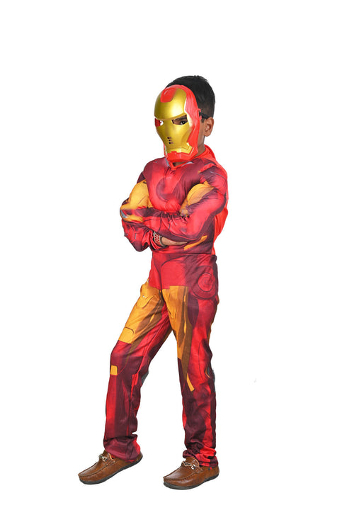 The Red Yellow Superhero Muscles Look Kids Fancy Dress Costume - Imported