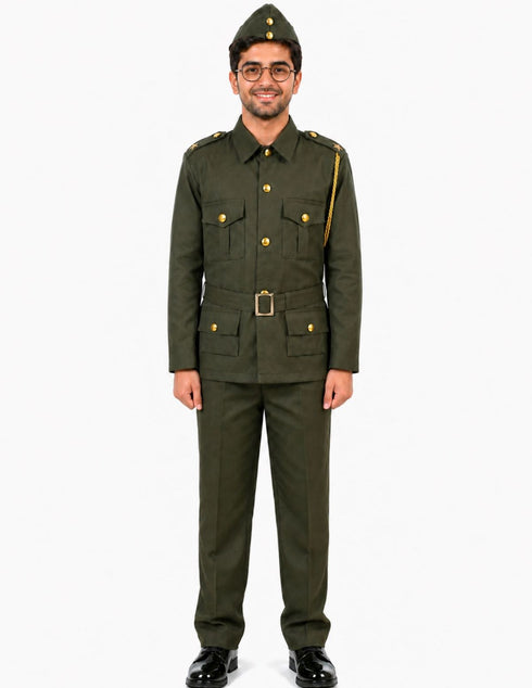 Subhash Chandra Bose Freedom Fighter Kids Fancy Dress Costume - Green