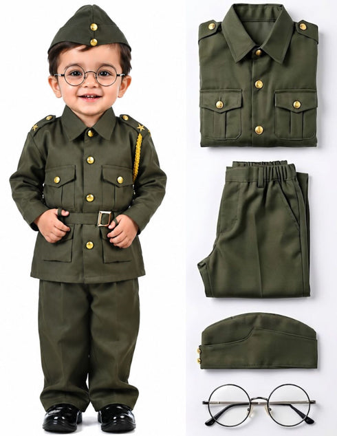 Subhash Chandra Bose Freedom Fighter Kids Fancy Dress Costume - Green