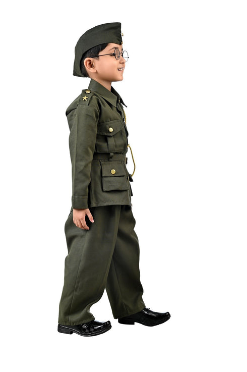 BookMyCostume Subhash Chandra Bose Freedom Fighter Kids Fancy Dress Costume - Green