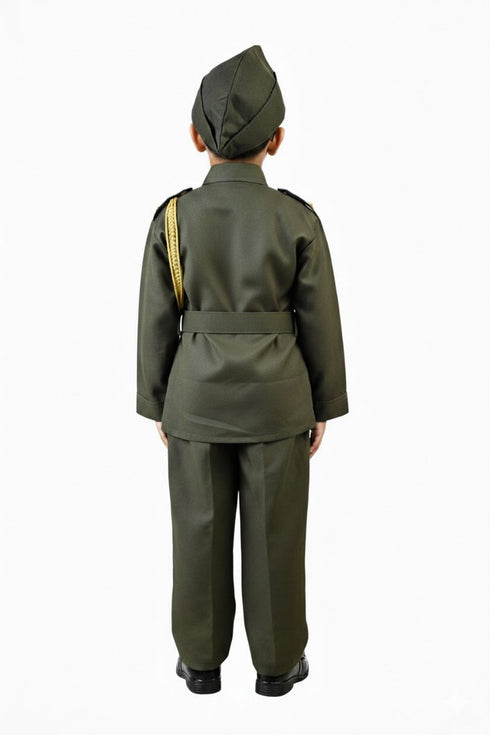 BookMyCostume Subhash Chandra Bose Freedom Fighter Kids Fancy Dress Costume - Green