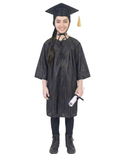 Black Graduate Convocation Degree Graduation Day Gown & Cap Kids & Adults Fancy Dress Costume