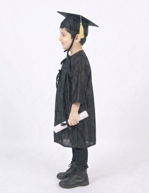 Black Graduate Convocation Degree Graduation Day Gown & Cap Kids & Adults Fancy Dress Costume
