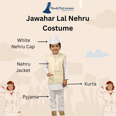 Pandit Ji Jawahar Lal Nehru First Indian Prime Minister National Leader for Boys Kids Adult Fancy Dress Costume