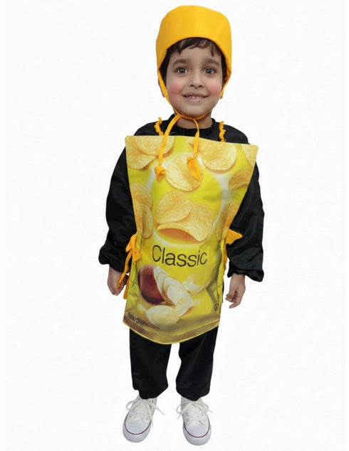 Yellow Chips Fast Food Kids Fancy Dress Costume