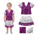Western Dance Costume for Girls Kids - Purple & Silver - Top with Frock - Premium