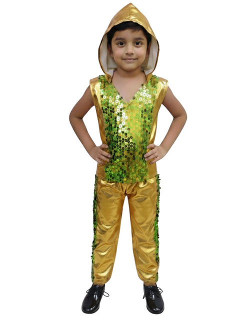Western Dance Costume for Boys - Green & Golden - Tshirt with Trousers - Premium