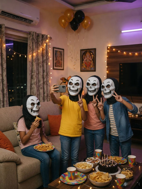 Skeleton Ghost Mask Adult & Kids Fancy Dress Costume Accessory for Halloween