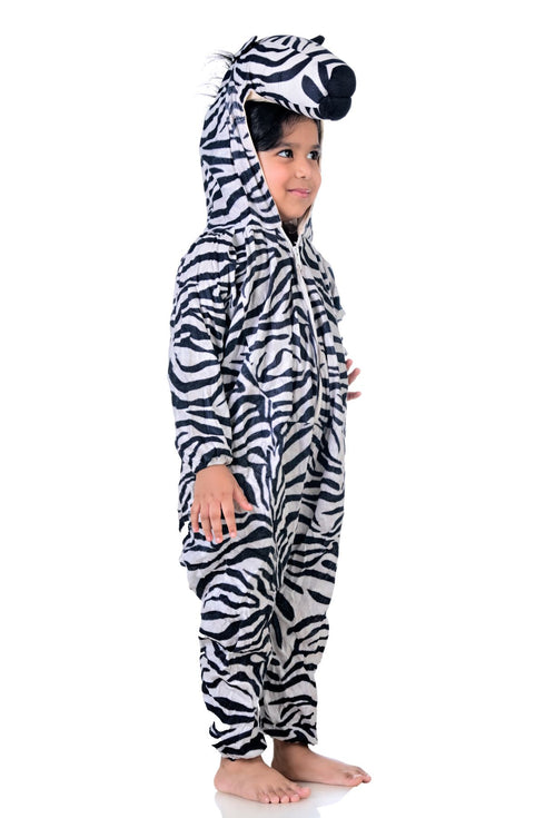 BookMyCostume Zebra African Equids Animal Kids Fancy Dress Costume | Black & White