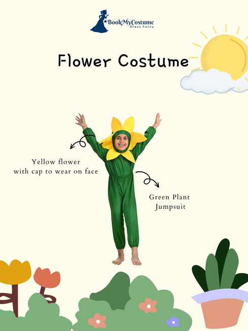 BookMyCostume Yellow Flower Kids Fancy Dress Costume