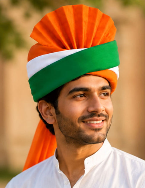 Tricolor Patriotic Turban Pagdi For Kids and Adults for Independence and Republic Day