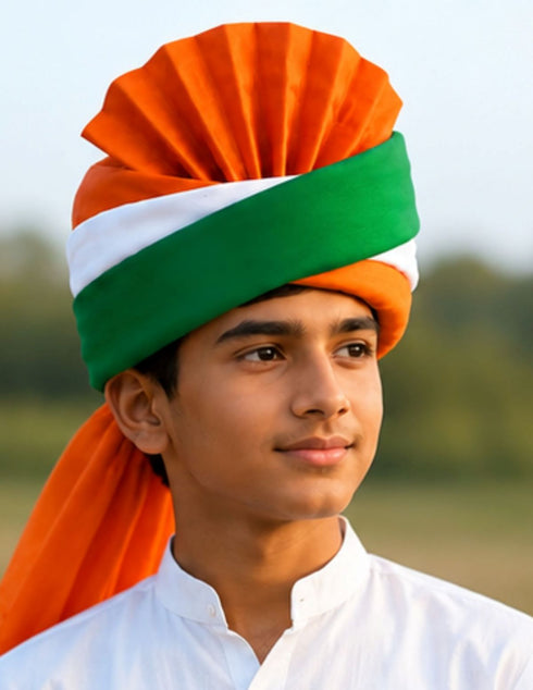 Tricolor Patriotic Turban Pagdi For Kids and Adults for Independence and Republic Day