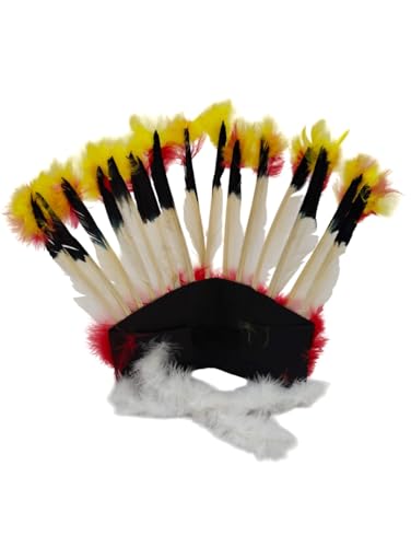 Tribal Fiery Feather Headdress Crown Fancy Dress Costume for Adults