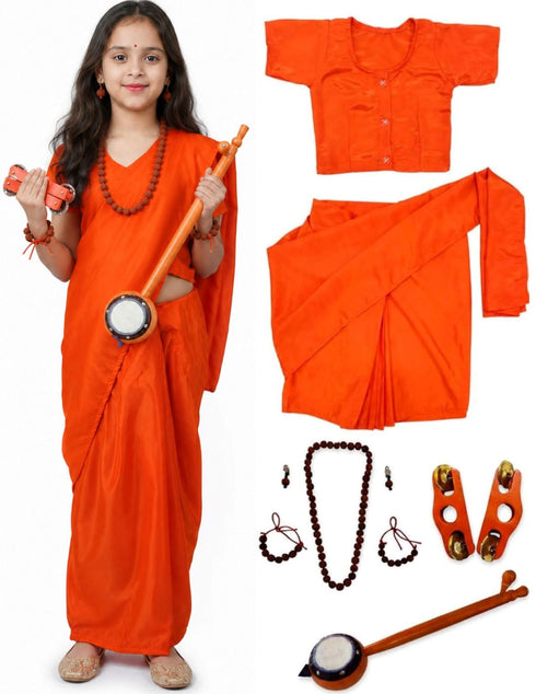 Meera Mirabai Krishna Lover and Devotee Kids Fancy Dress Costume for Girls & Women