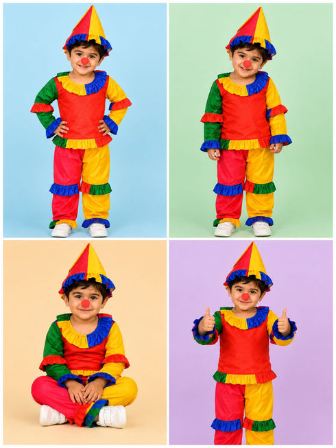 Joker Colorful Clown Kids Adults Fancy Dress Costume