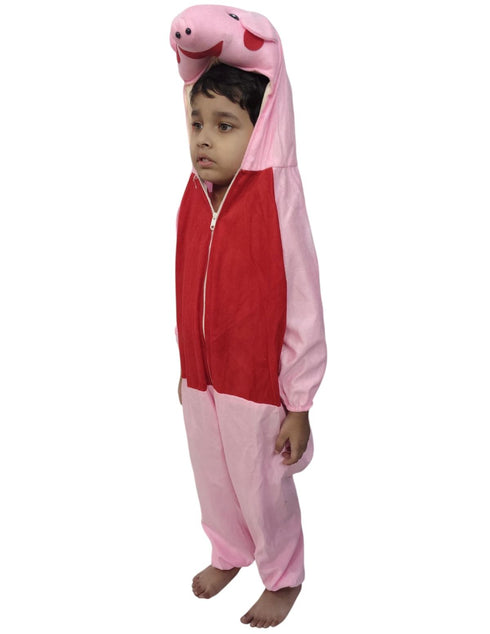Cute Pink Pig Cartoon Character Kids Fancy Dress Costume with Hooded Face Mask, Ears & Full Body Jumpsuit | Cartoon Costume for Kids