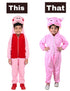 Cute Pink Pig Cartoon Character Kids Fancy Dress Costume with Hooded Face Mask, Ears & Full Body Jumpsuit | Cartoon Costume for Kids