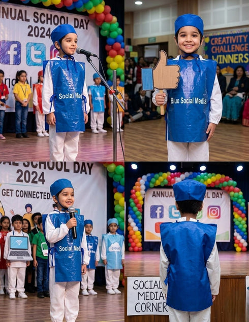 Blue Social Media Internet Technology Kids Fancy Dress Costume