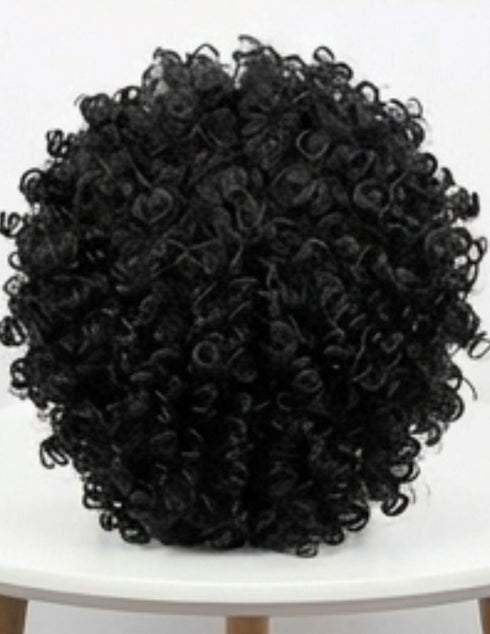 Black Curly Hair Wig Unisex Adult & Kids Fancy Dress Costume Accessory