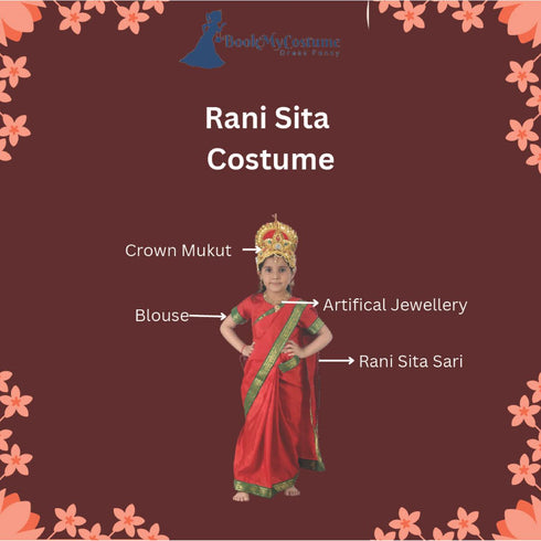 BookMyCostume Rani Sita for Girl Kids & Adult Fancy Dress Costume | Ramlila Dussehra Ramayana Mythology