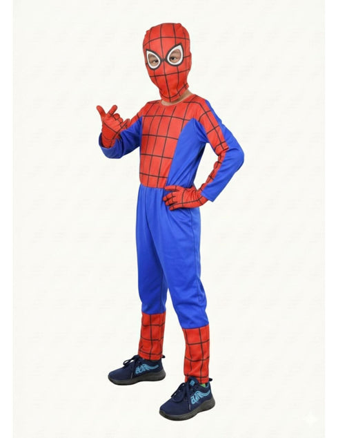 The Red Blue Superhero with Gloves Superhero Kids Fancy Dress Costume | Standard