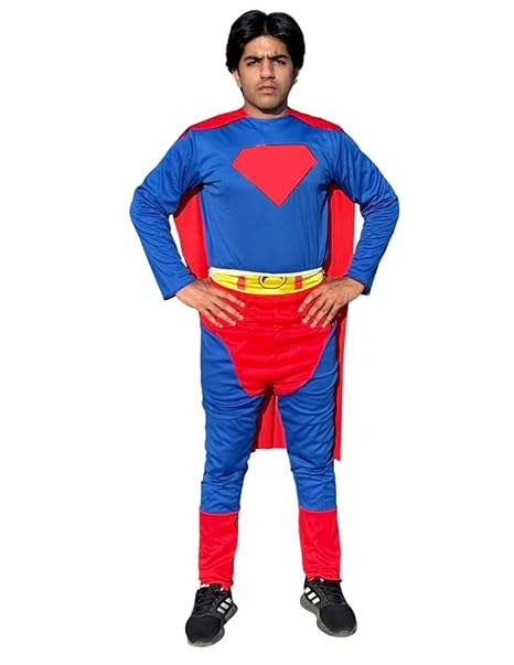 Supreme Man Superhero Halloween Theme Party Costume for Men | Boys | Adults - Regular