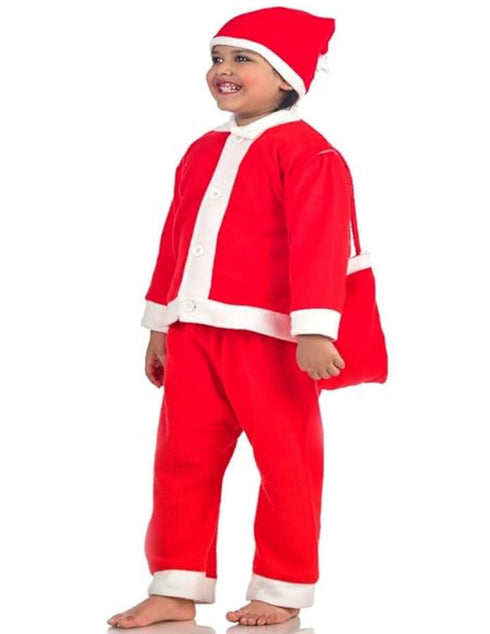 Santa Boy Costume Set of 4 (Jacket, Bottom, Bag, & Cap) Kids & Adults Christmas Costume