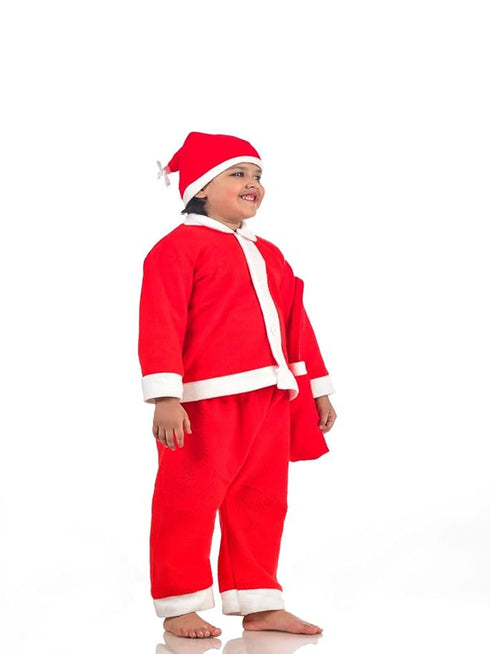 Santa Boy Costume Set of 4 (Jacket, Bottom, Bag, & Cap) Kids & Adults Christmas Costume
