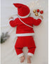 Santa Boy Costume Set of 4 (Jacket, Bottom, Bag, & Cap) Kids & Adults Christmas Costume